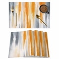 thumbnail image 1 of Orange Gray Placemats Set of 6, Retro Country Abstract Ombre Aesthetic Placemats for Dining Table, Place Mats for Kitchen Tabletop, Waterproof Wipeable Dining Table Mats Set, 1 of 9