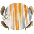 thumbnail image 1 of Orange Gray Round Tablecloth, Fitted Table Cover with Elastic for 45"-54" Round Tables, Retro Country Abstract Ombre Aesthetic Table Cloth Outdoor Indoor Dinning Party Waterproof Tablecloths, 1 of 7