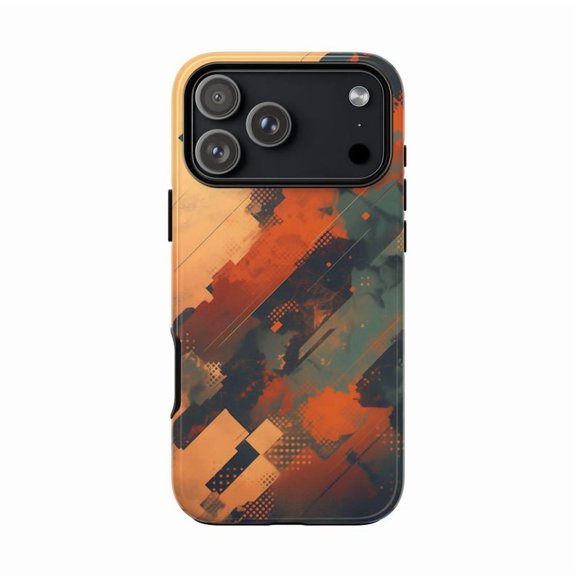 Orange Gray Static Glitch Wave Modern Pattern Case for iPhone 17 16 15 14 13 12 11 Pro Max