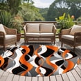 thumbnail image 1 of Orange Gray Stripes 6ft Round Rug for Living Room Under Coffee Table, Abstract Art Modern Low Pile Washable Non Slip Circle Area Rug, 1 of 9