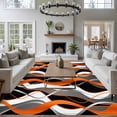 thumbnail image 1 of Orange Gray Stripes 8x10 Area Rug for Living Room Sectional Sofa, Abstract Art Modern Washable Non Slip Large Rectangle Area Rug, 1 of 9