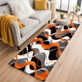 thumbnail image 1 of Orange Gray Stripes Washable Runner Rugs 2'x6', Abstract Art Modern Low Pile Throw Entryway Rug Non-Slip Sturdy Edge Binding Carpet for Indoor Bedside Entrance Bedside, 1 of 9