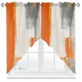 thumbnail image 1 of Orange Gray Swag Curtain Valance for Windows, Geometric Graffiti Color Block Abstract Modern Window Treatments Short Swag Topper for Kitchen Windows Bathroom Bedroom, 28"x36", 1 of 8
