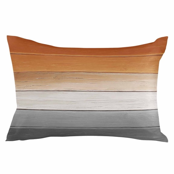 Orange Gray Throw Pillow Cover 12 x 20 Inch Decorative Pillow Cover Farmhouse Retro Gradient Wooden Grain Lumbar Pillowcase Seasonal Rectangle Cushion Case for Couch Sofa Bed Living Room