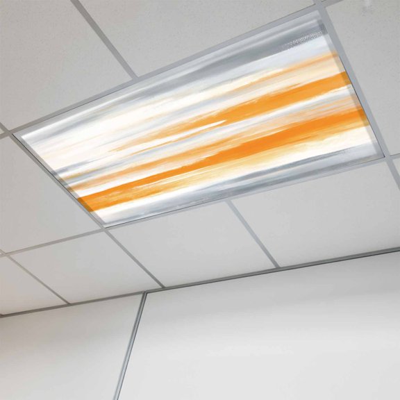 Orange Gray White Magnetic Fluorescent Light Covers for Ceiling Lights 2x4Ft, Farmhouse Abstract Ombre Texture Office Classroom Kitchen Drop Ceiling Light Covers Lighting Filters Shade Panel 1 Pack