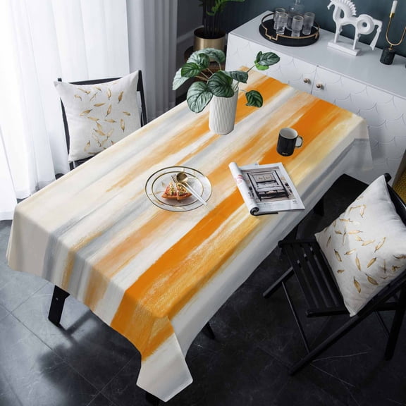 Orange Gray White Tablecloth Rectangle Table Cloth 60x120 , Waterproof Tablecloth Outdoor Table Cloth, Farmhouse Abstract Ombre Texture Washable Table Cover for Kitchen Dining Party
