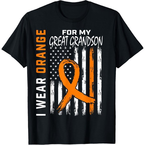 Orange Great Grandson Leukemia Awareness T-Shirt