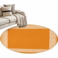 thumbnail image 1 of Orange Greek Key Large Area Rugs for Bedroom Living Room, Soft Non Slip Carpet Bedside Rug, White Greece Ancient Farmhouse Geo Round Floor Cover Kitchen Accent Rug 4' for Dining Room/Office, 1 of 9