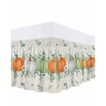 thumbnail image 1 of Orange Green Bed Skirt King Size 18 Inch Drop, Pumpkin Eucalyptus Leaves Thanksgiving Linen Wrap Around Dust Ruffle Bedskirts, Wrinkle & Fade Resistant Easy Fit Bedskirt with Adjustable Elastic, 1 of 8