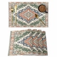 thumbnail image 1 of Orange Green Boho Placemats Set of 12, Medieval Vintage Ethnic Floral Abstract Placemats for Dining Table, Place Mats for Kitchen Tabletop, Waterproof Wipeable Dining Table Mats Set, 1 of 9