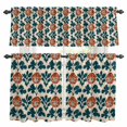 thumbnail image 1 of Orange Green Botanical Art Kitchen Curtains Sets for Windows 24 Inch Length, Summer Greenery Floral Rod Pocket Window Treatments Tier Curtains and Valances Set for Bedroom/Bathroom, 1 of 8