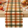 thumbnail image 1 of Orange Green Checked Cotton Linen Rectangle Table Runners 13"x48", Fall Thanksgiving Buffalo Plaid Coffee Table Runner Dresser Scarves Luxury Table Runners for Wedding Party Banquet Dinner Decor, 1 of 8