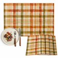 thumbnail image 1 of Orange Green Checked Fall Placemats Set of 6, Thanksgiving Autumn Plaid Washable Wipeable Table Mats for Dining Tables, Indoor Outdoor Kitchen Place Mats for Holiday Party Table Decor, 1 of 9