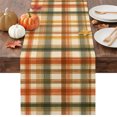 thumbnail image 1 of Orange Green Checked Table Runner - 48 Inch Long Fall Thanksgiving Buffalo Plaid Cotton and Linen Blended Dress Scarves Farmhouse Table Runner for Kitchen Dining, Coffee Table, 13" x 48", 1 of 8