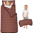 thumbnail image 1 of Orange Green Checkerboard Brown Pattern Toddler Nap Mat for Kid Preschool Daycare, Kid Sleeping Mat Bag, Toddler Sleeping Bag with Pillow, 1 of 6