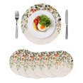 thumbnail image 1 of Orange Green Eucalyptus Leaves Round 13 Inch Placemats Set of 6, Fall Botanical Rustic HeatResistant Non Slip Place Mats for Dining Table, Wipeable Braided Kitchen Table Mats for Housewarming, 1 of 9