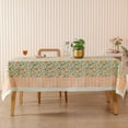 thumbnail image 1 of Orange & Green Floral Cotton Tablecloth for Dining Table – Natural Dye Handblock Sanganeri Print Table Cover, Handmade Indian Lien Décor (72x135 Inches), 1 of 5