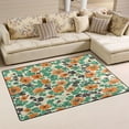 thumbnail image 1 of Orange Green Floral Print Soft Polyester Area Rug 60''x39'', Non Slip, Memory Foam, Water Absorbent, 1 of 7