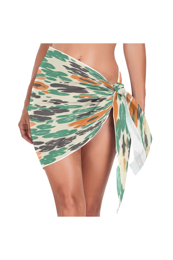 Orange Green Floral Print Triangle Beach Wrap Women's Swimwear Cover Up Sun Protection Quick Dry Summer Fashion Versatile Use