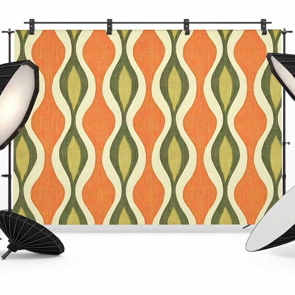 Orange Green Geometric Backdrop for Photoshoot,Photography Photo Studio Background Wall Backdrop,Abstract Moire Contemporary Back Drop Banner Panel for Portraits Wedding Party Live Streaming 10x8Ft