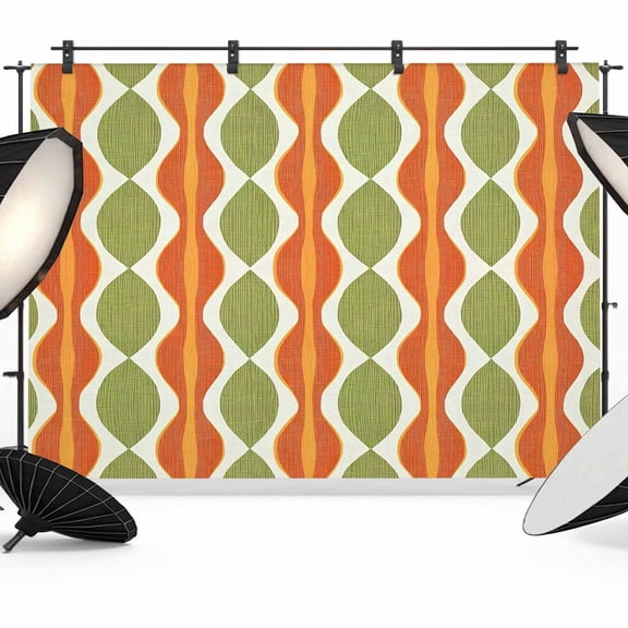 Orange Green Geometric Backdrop for Photoshoot,Photography Photo Studio Background Wall Backdrop,Abstract Moire Modern Vintage Back Drop Banner Panel for Portraits Wedding Party Live Streaming 7x5Ft