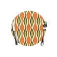 thumbnail image 1 of Orange Green Geometric Round Placemats for Dinning Tables,Heat-proof Braided Table Mats 13 Inch,Abstract Moire Contemporary Washable Place Mat for Kitchen Restaurant Party Decor Table Setting, 1 of 9