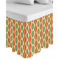 thumbnail image 1 of Orange Green Geometric Wrap Around Bed Skirts for Queen Bed 18" Drop,Bed Skirt with Adjustable Elastic Belt Dust Ruffle Bed Valance for Bedroom Hotel Abstract Moire Modern Vintage Bed Frame Cover, 1 of 7