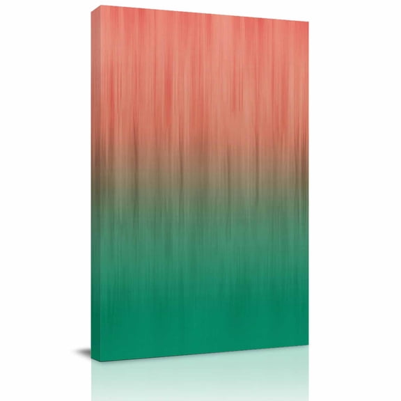 Orange Green Ombre Canvas Wall Art for Living Room, Contemporary Gradient Abstract Wall Decor Framed Artwork Pictures Ready to Hang for Bedroom Office Home Decor