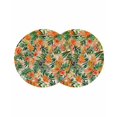thumbnail image 1 of Orange Green Palm Leaves Round 13 Inch Placemats Set of 2, Summer Tropical Floral HeatResistant Non Slip Place Mats for Dining Table, Wipeable Braided Kitchen Table Mats for Housewarming, 1 of 9