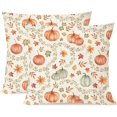 thumbnail image 1 of Orange and Green Pumpkin Fall Throw Pillow Covers 18x18 Inch Set of 2 Boho Floral Leaves Outdoor Farmhouse Cottage Autumn Decorations Decorative Throw Pillows Cases for Home Couch Decor, 1 of 6