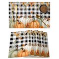 thumbnail image 1 of Orange Green Pumpkins Fall Placemats Set of 1 Thanksgiving Maple Leaf Plaid Place Mats Indoor Wipeable Table Mats Washable Cloth Dining Table Placemats for Kitchen Holiday Party Home Decor 13x19 Inch, 1 of 9