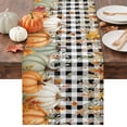 thumbnail image 1 of Orange Green Pumpkins Fall Table Runner - 72 Inch Long Thanksgiving Maple Leaf Plaid Cotton and Linen Blended Dress Scarves Farmhouse Table Runner for Kitchen Dining, Coffee Table, 13" x 72", 1 of 8
