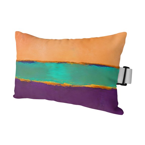 Orange Green Purple Striped Outdoor Pillow for Chaise Lounge Chair,Abstract Horizontal Line Waterproof Headrest Lumbar Pillows with Insert&Elastic Strap for Patio Pool Garden Chairs Decor,1 Pack