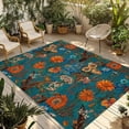 thumbnail image 1 of Orange Green Spring Floral Outdoor Rug for Patio/Deck/Porch, Non-Slip Large Area Rug 4 x 6 Ft, Vintage Botanical Summer Flower Indoor Outdoor Rugs Washable Area Rugs, Camping Rug Carpet Runner, 1 of 8