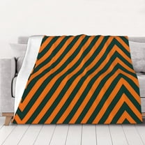 Orange Green Stripe Throw Blanket Warm Camping Outdoor Light Weight Cozy Blanket for Couch Sofa Bed 60"x50"