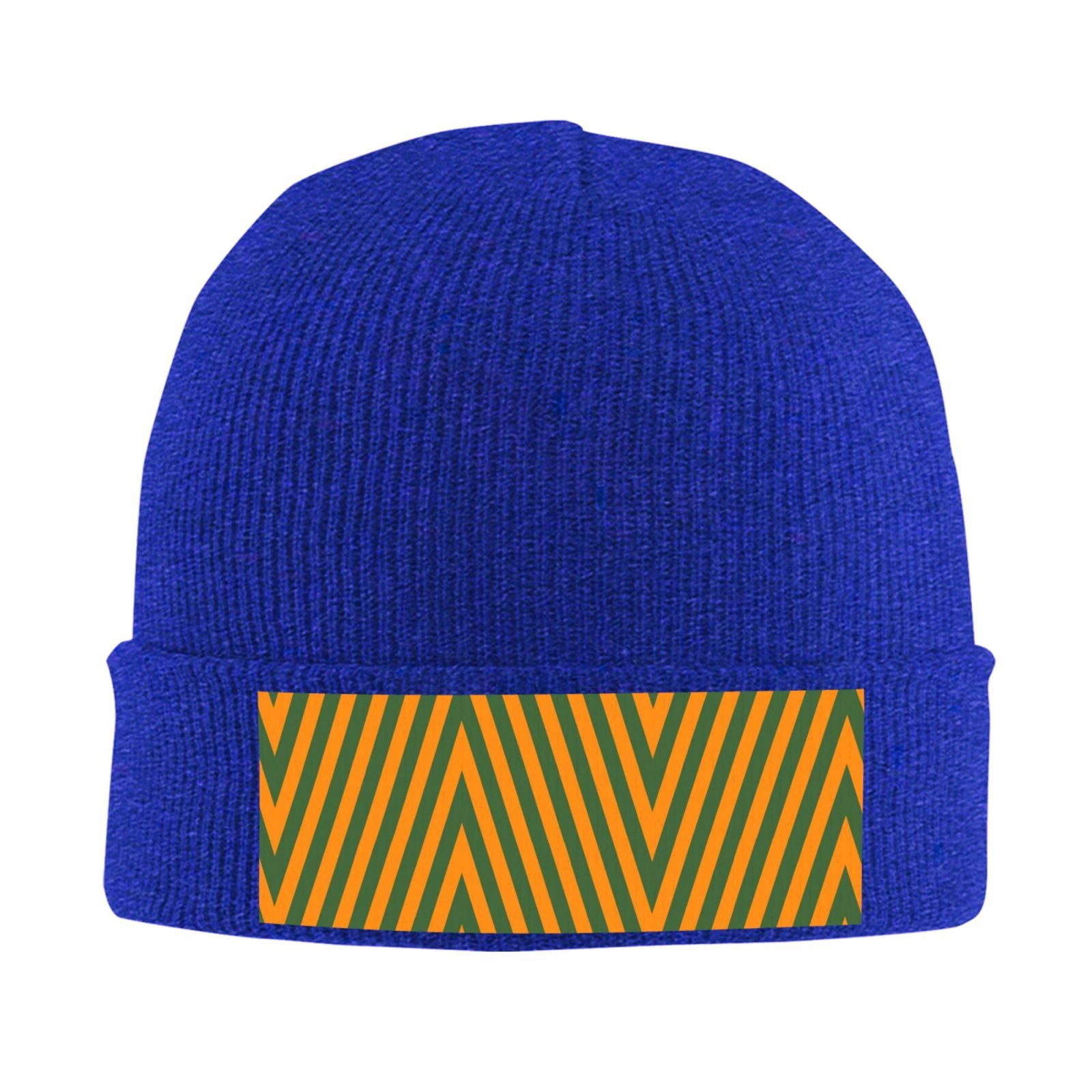 Unisex white skullcap with green & orange stripes High Visibility Safety Beanie Cap | MCD Supply | Safety Apparel main image 3