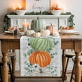 thumbnail image 1 of Orange Green Table Runner, Autumn Thanksgiving Kitchen Dining Table Decoration for Home Party Decor 16x72 Inches, 1 of 9