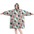 thumbnail image 1 of Orange Green White Checkerboard Checkered Pattern Wearable Oversized Blanket,Wearable Blanket Hoodie for Adults,Cozy Hooded Blankets with Super Pockets,Super Warm Fuzzy Pullover for Women & Men, 1 of 6