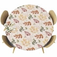 thumbnail image 1 of Orange Green Yellow Botanical Table Cloth, Round Fitted Tablecloths with Elastic Edge, Fall Maple Leaf Rustic Wipeable Waterproof Table Cover for Kitchen Wedding 45-54 Inches, 1 of 4