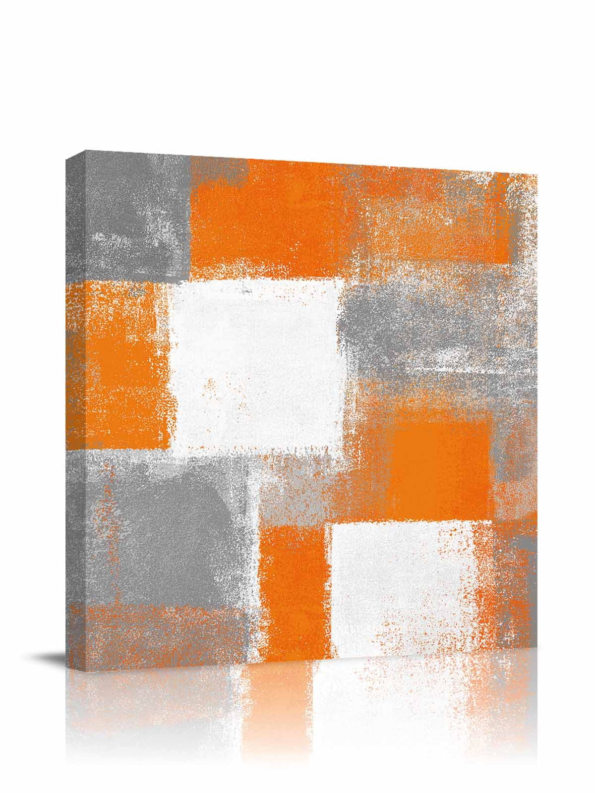 Orange Grey Abstract Art Canvas Wall Art, White Graffiti Retro Gradient Framed Wall Decor Modern Artwork Prints Painting for Living Room, Bedroom, Kitchen & Cafe Decor 16x16 Inch