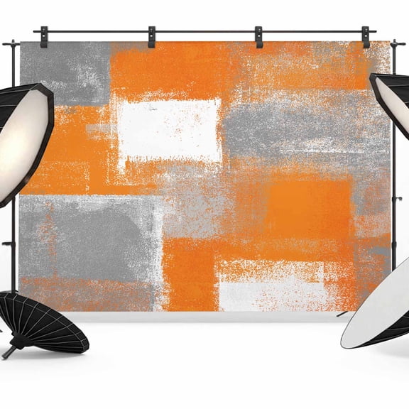 Orange Grey Backdrop for Photoshoot,Photography Photo Studio Background Wall Backdrop,Modern White Mottled Graffiti Art Painting Back Drop Banner Panel for Portraits Wedding Live Streaming 7x5Ft