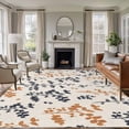 thumbnail image 1 of Orange Grey Botanical Area Rugs 5'x8', Small Throw Rugs for Classroom Bedroom, Rustic Country Spring Floral Summer Leaf Indoor Outdoor Rug Non-Slip Low Pile Carpet Runner Reversible Floor Mats, 1 of 8