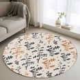 thumbnail image 1 of Orange Grey Botanical Round Area Rug 3.3Ft Washable Circle Rugs for Dining Room Table, Rustic Country Spring Floral Summer Leaf Non-Slip Carpet Floor Mats Indoor Outdoor Carpet Runner Home Decor, 1 of 8