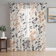 thumbnail image 1 of Orange Grey Botanical Sheer Curtains 72 Inch Length 2 Panels Set Window Treatments, Rustic Country Spring Floral Summer Leaf Rod Pocket Semi Curtains for Living Room/Bedroom/Kitchen, 104"W x 72"L, 1 of 7
