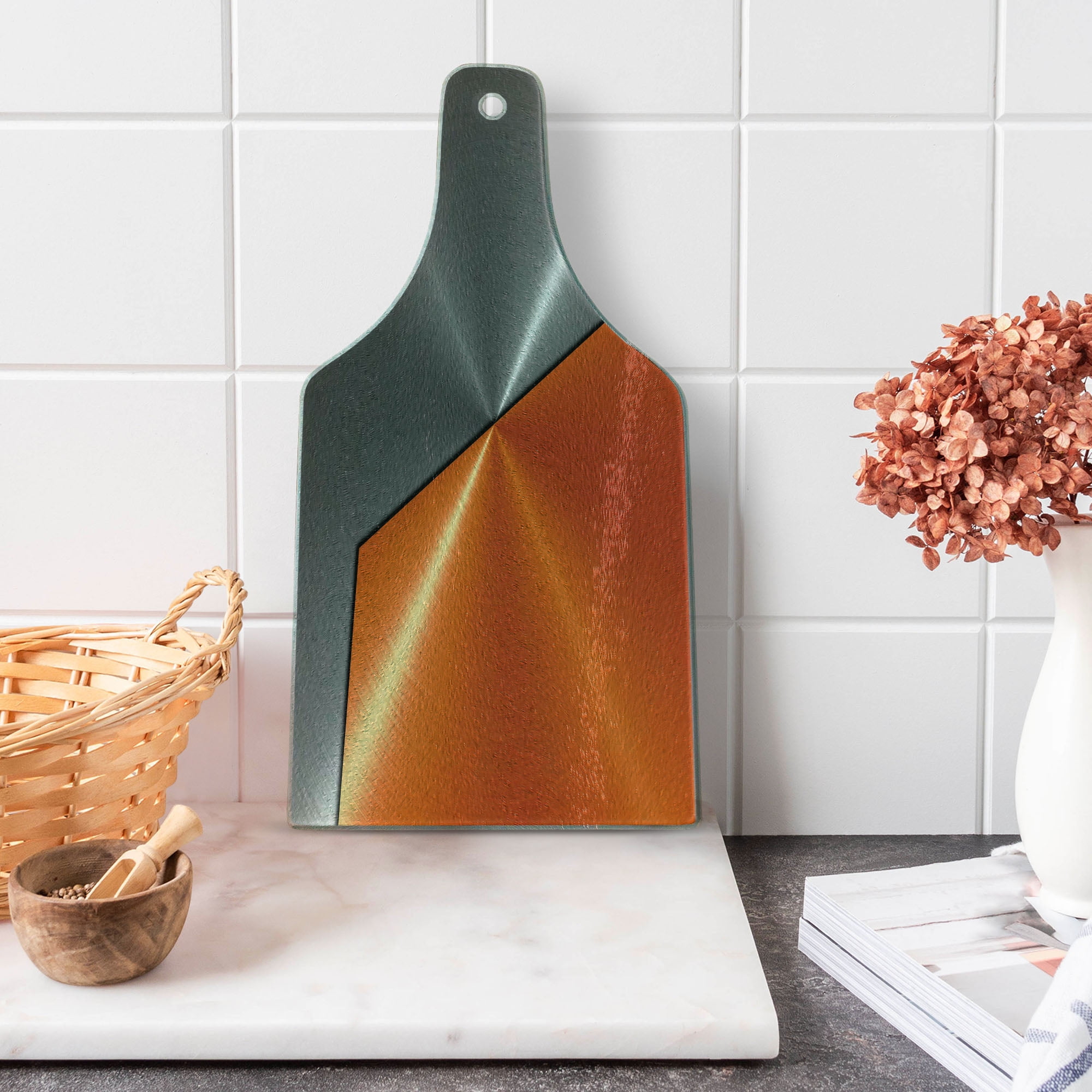 Orange and Gray Rectangular Tempered Glass Cutting Board