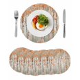 thumbnail image 1 of Orange Grey Forest Round 15 Inch Placemats Set of 6, Grey Modern Art Oil Painting HeatResistant Non Slip Place Mats for Dining Table, Wipeable Braided Kitchen Table Mats for Housewarming, 1 of 9
