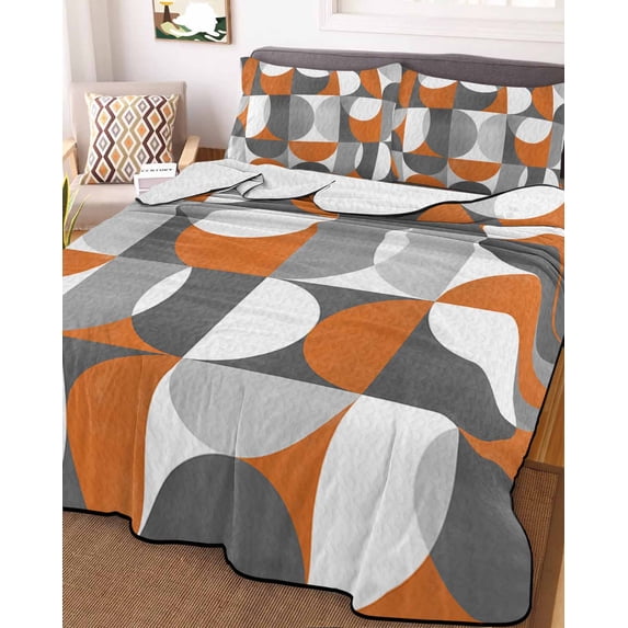 Orange Grey, King Size Down Alternative Comforter, Lightweight Comforter Quilt Bedding Set with Pillow Shams Abstract Modern Geometric Watercolor All Seasons Bed Comforter Duvet Insert 96"x106"