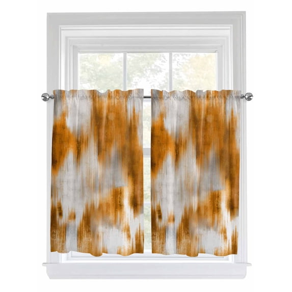 Orange Grey Living Room Curtains 2 Panel, Vintage Minimalist Abstract Gradient Art Cafe Window Treatment, Farmhouse Bedroom Bathroom Kitchen Curtains Drapes 104"x45"