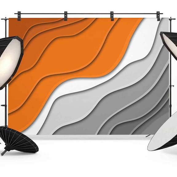 Orange Grey Ombre Backdrop for Photoshoot,Photography Photo Studio Background Wall Backdrop,Modern Geometric Abstract Aesthetics Cream Back Drop Banner Panel for Portraits Wedding Party 7x5Ft