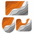 thumbnail image 1 of Orange Grey Ombre Bath Mat 3 Piece Bathroom Rug Set, Modern Geometric Abstract Aesthetics Cream Non Slip Bath Rug Contour Mat and Toilet Lid Cover, Absorbent Shower Mats Soft Bath Rugs and Mats Sets, 1 of 8